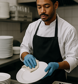 Chef plating a dish